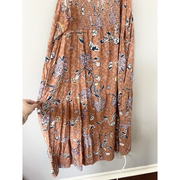 Sonoma Linen Floral Tiered Maxi Midi Dress 3X Flowy Gorgeous Pocket Cottage - Picture 9 of 10